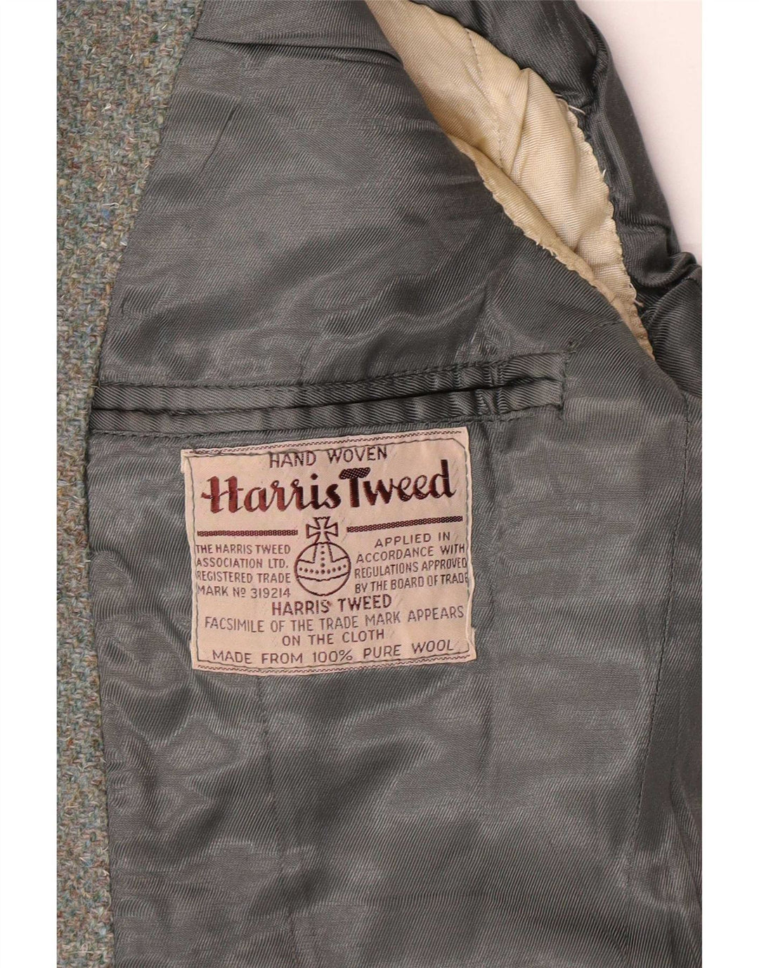 Giacca blazer militare a 2 bottoni da donna Harris Tweed UK 8 piccola in lana kaki