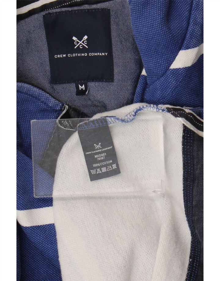 CREW CLOTHING Felpa da uomo con collo abbottonato, maglione a righe blu medio