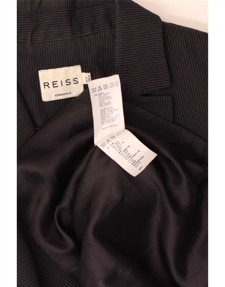 Giacca blazer da donna a 1 bottone Reiss UK 8 piccola viscosa gessata nera