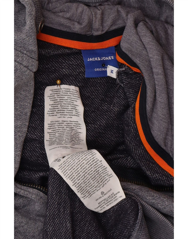 Maglione con cappuccio e zip da uomo Jack & Jones Poliestere chiazzato grigio medio