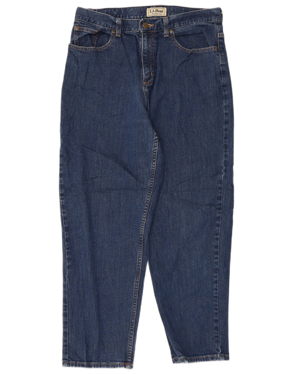 Jeans affusolati dalla vestibilità rilassata da donna L.L.BEAN US 12 Large W30 L26 cotone blu