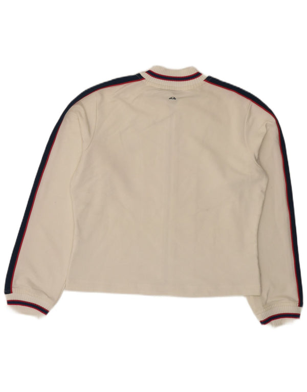 ELLESSE Giacca corta da tuta da donna UK 12 Poliestere bianco sporco medio