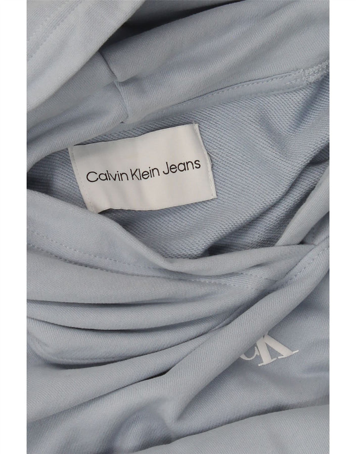 CALVIN KLEIN Womens Oversized Graphic Hoodie Jumper UK 14 Medium Blue