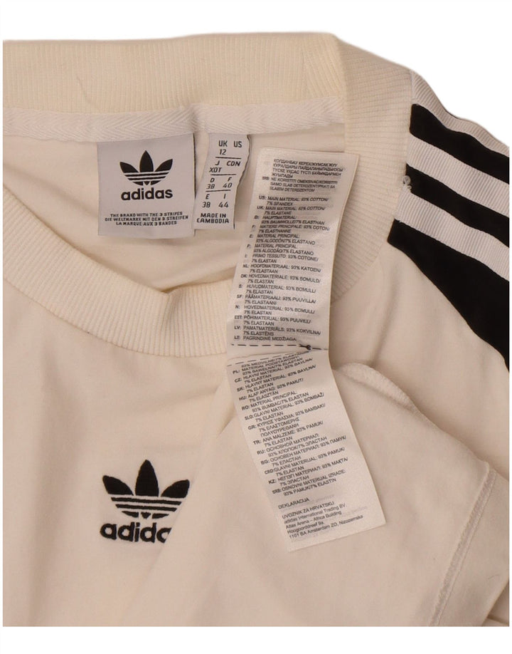 Top da donna Adidas manica lunga UK 12 cotone bianco medio