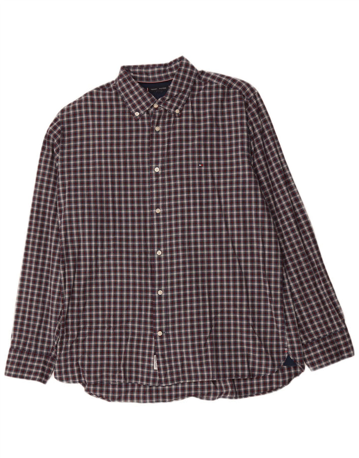 Camicia da uomo Regular Fit Tommy Hilfiger XL blu navy a quadri in cotone