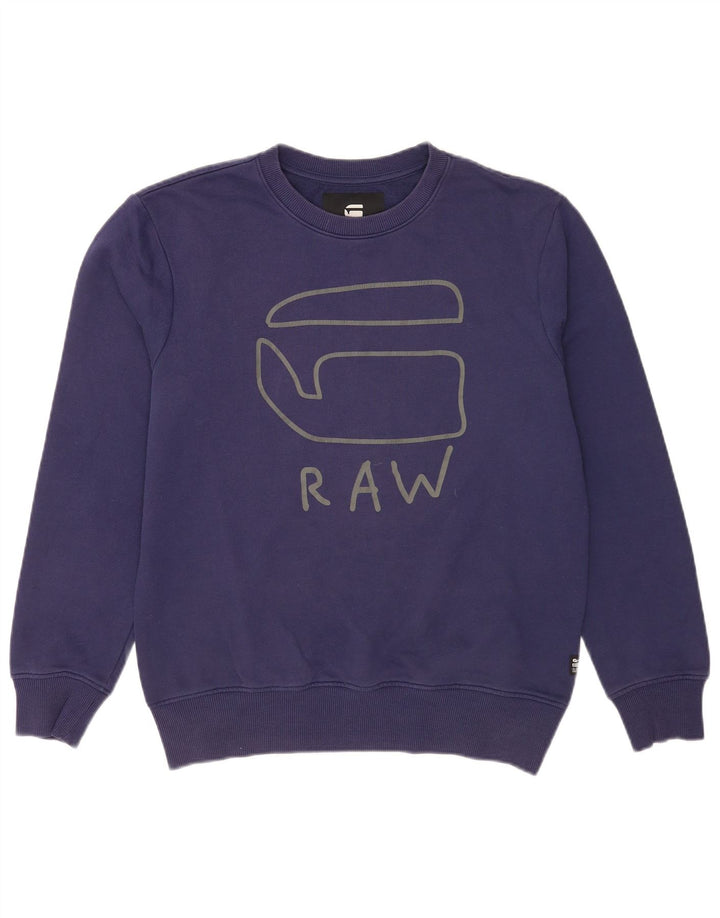 Felpa grafica da uomo G-Star, maglione medio, cotone blu navy