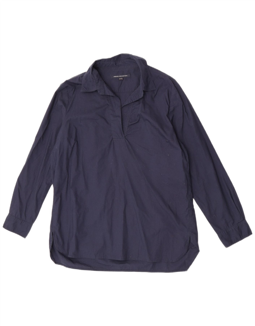 Camicia pullover da donna French Connection UK 14 grande cotone blu navy