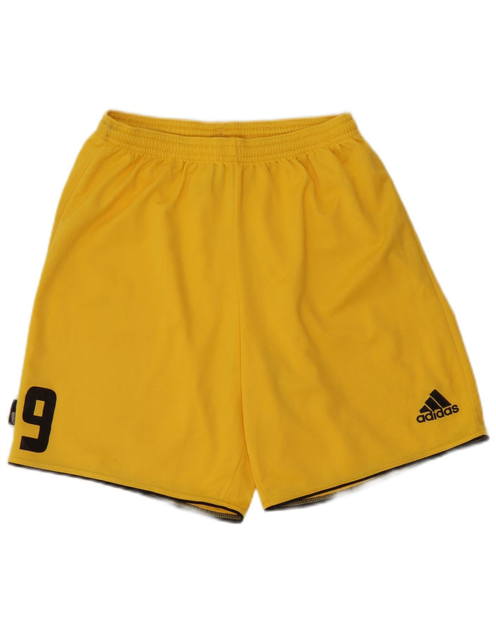 Pantaloncini sportivi Adidas da ragazzo con grafica 11-12 anni, poliestere giallo medio