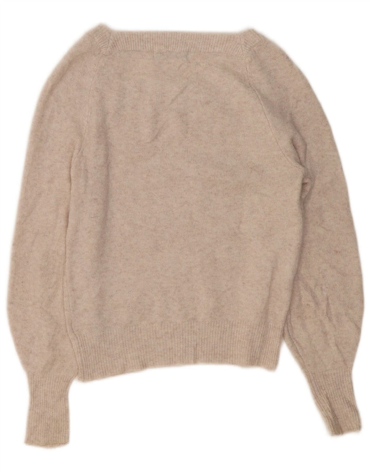 Maglione maglione con scollo a barca da donna Marks & Spencer UK 10 piccolo poliestere beige