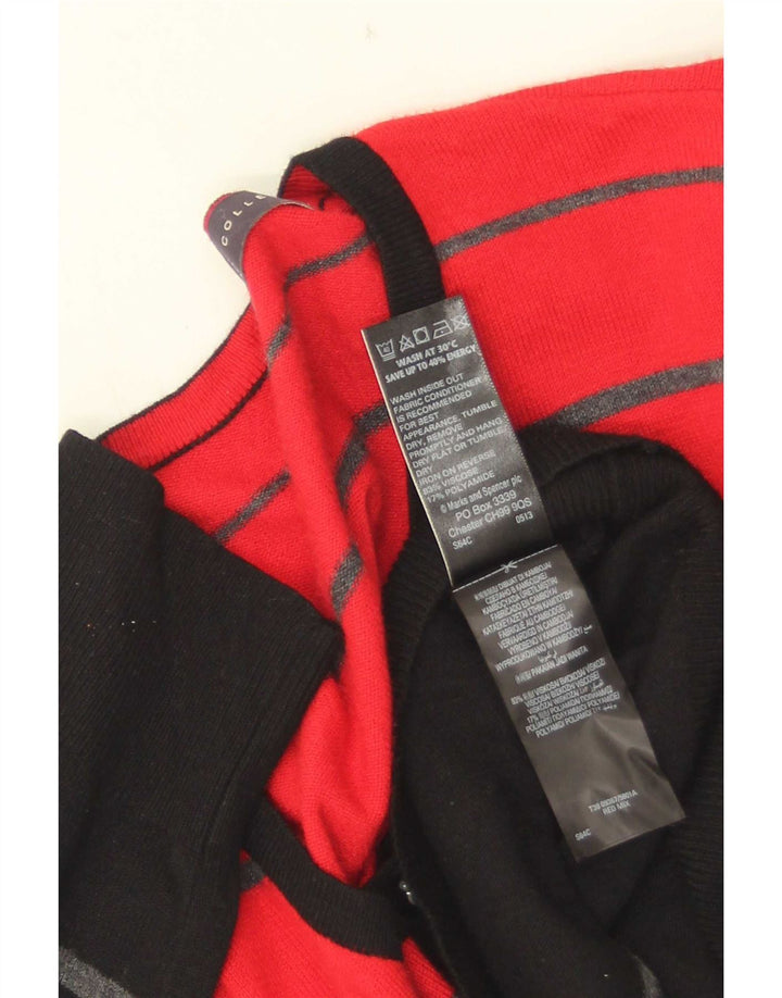 Maglione cardigan da donna Marks & Spencer UK 16 Viscosa a righe rosse grandi