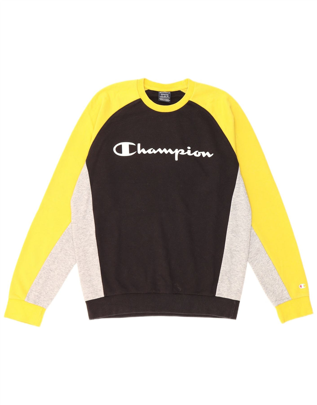 Felpa grafica da uomo Champion, maglione color block medio nero