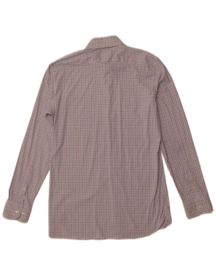 BONOBOS Camicia da uomo slim fit taglia 15 1/2 nylon a quadri rosa medio