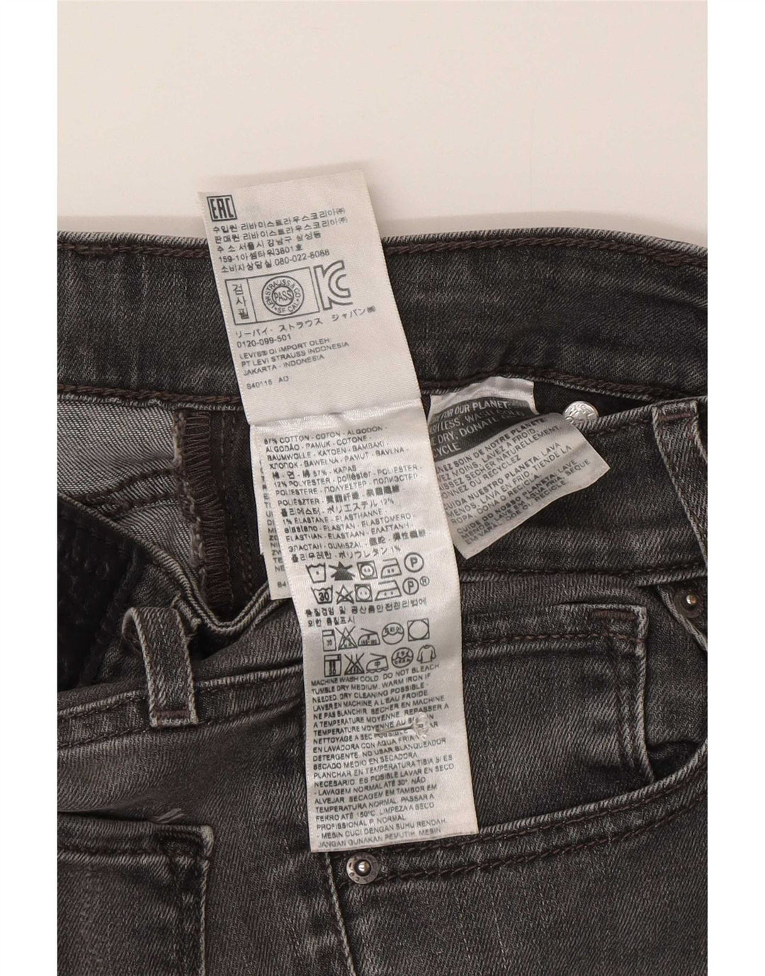 Jeans skinny da donna Levi's W26 L34 cotone grigio
