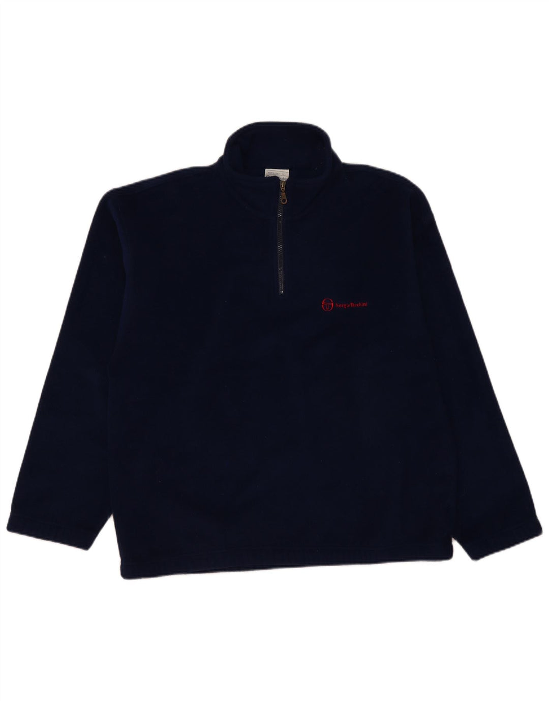 Maglione in pile da uomo Sergio Tacchini con zip e collo grande in poliestere blu navy