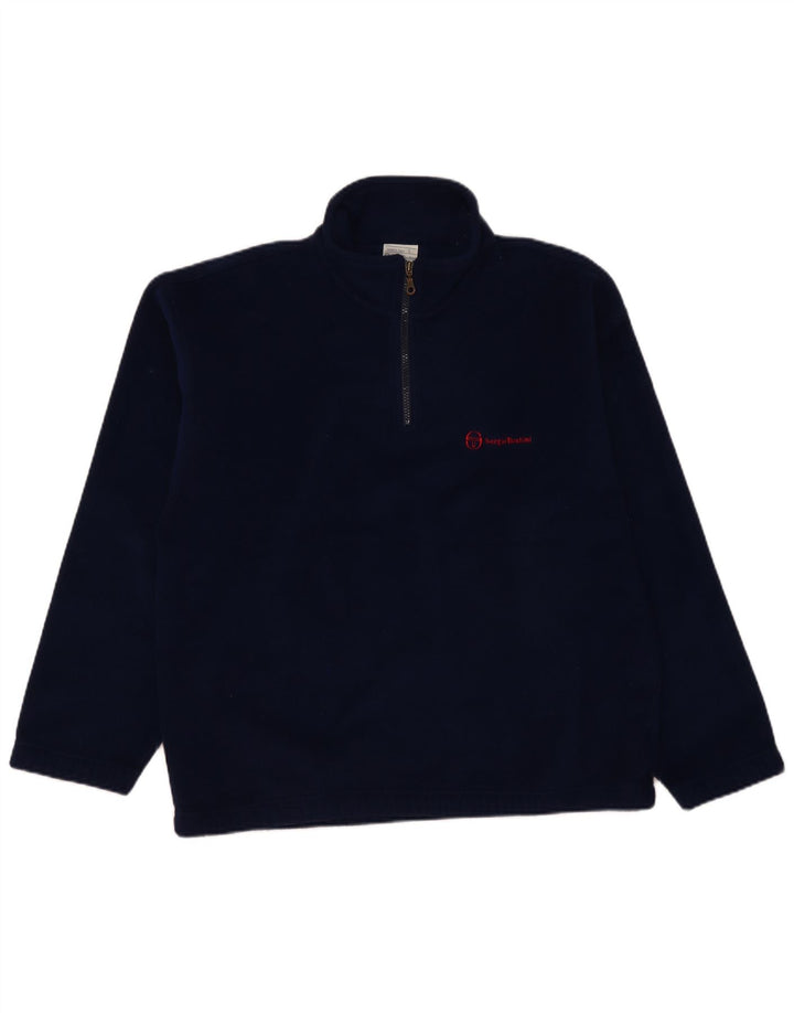 Maglione in pile da uomo Sergio Tacchini con zip e collo grande in poliestere blu navy