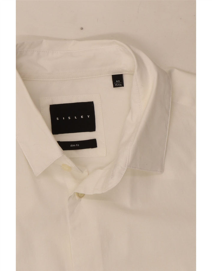 Camicia slim fit da uomo Sisley taglia 40 15 3/4 media bianca