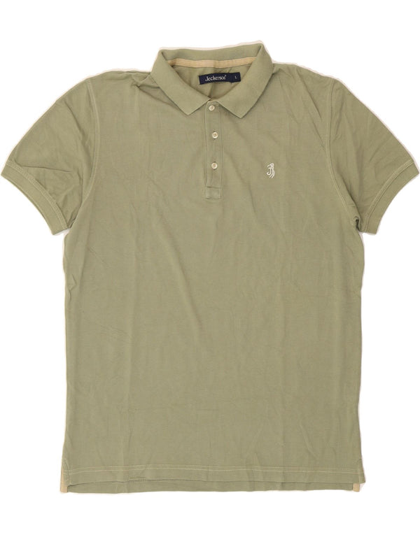 JECKERSON Mens Polo Shirt Large Green Cotton