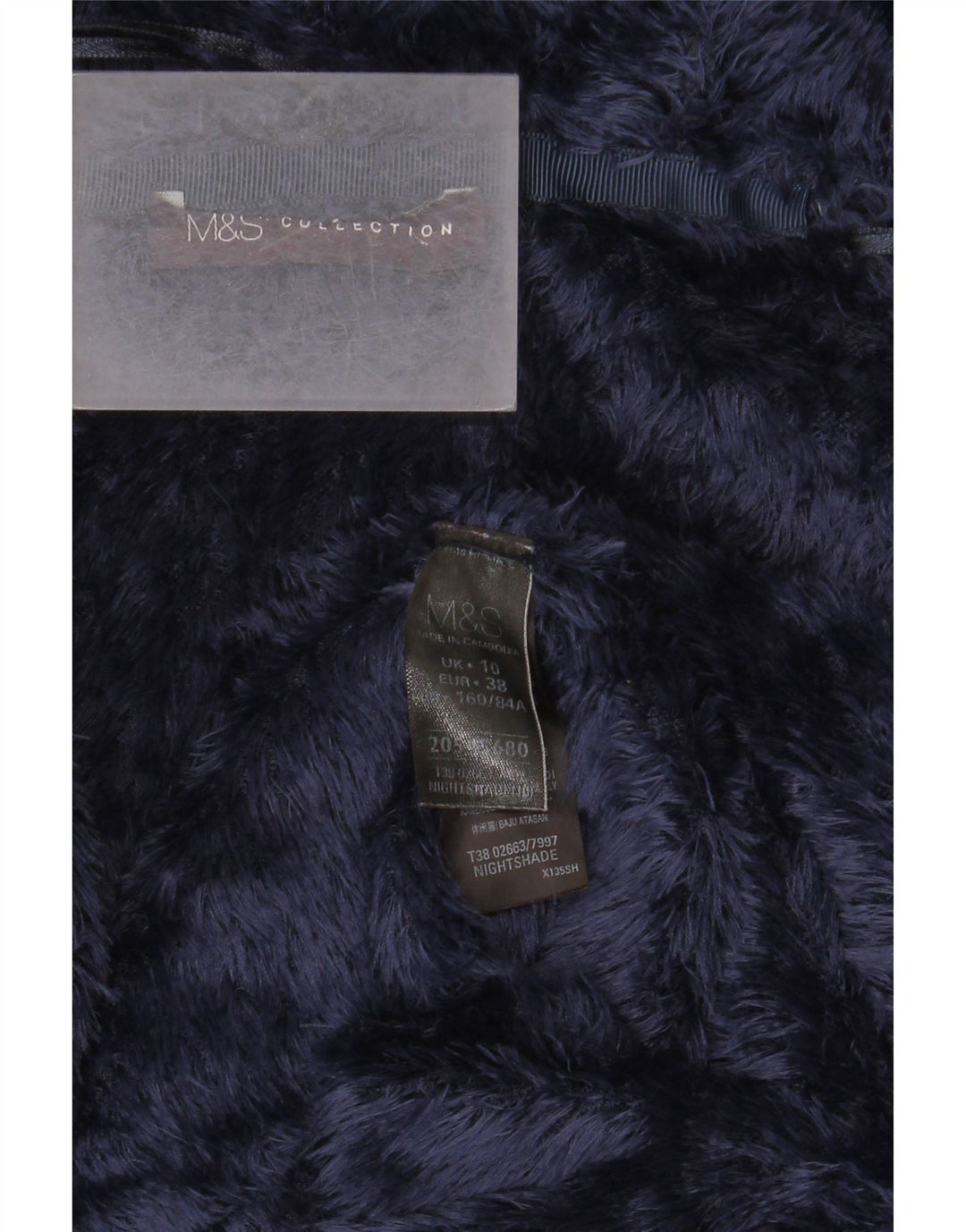 Giacca oversize in pelliccia sintetica Marks & Spencer da donna UK 10 piccola blu navy