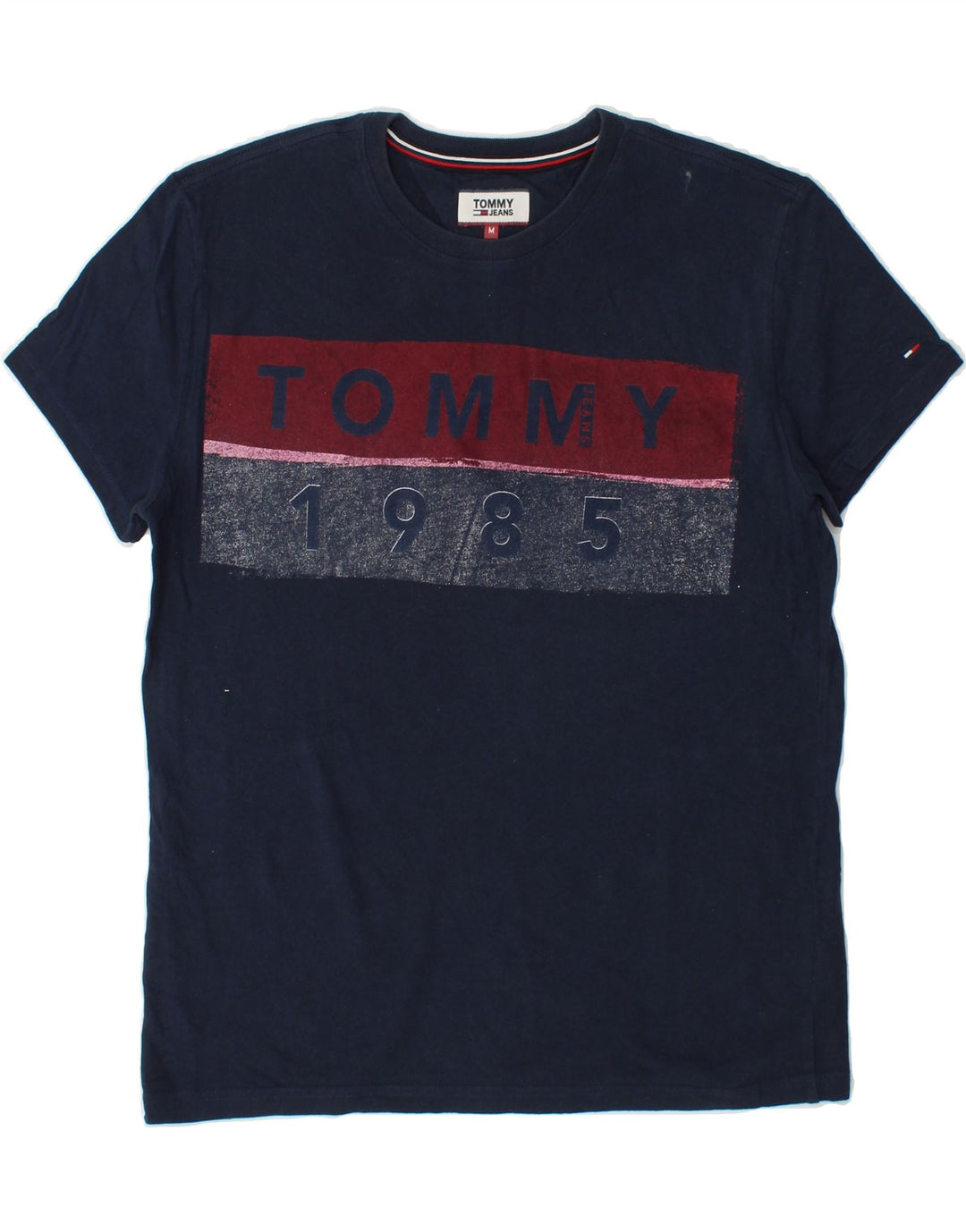 TOMMY HILFIGER Mens Graphic T-Shirt Top Medium Navy Blue Cotton Vintage Tommy Hilfiger and Second-Hand Tommy Hilfiger from Messina Hembry 
