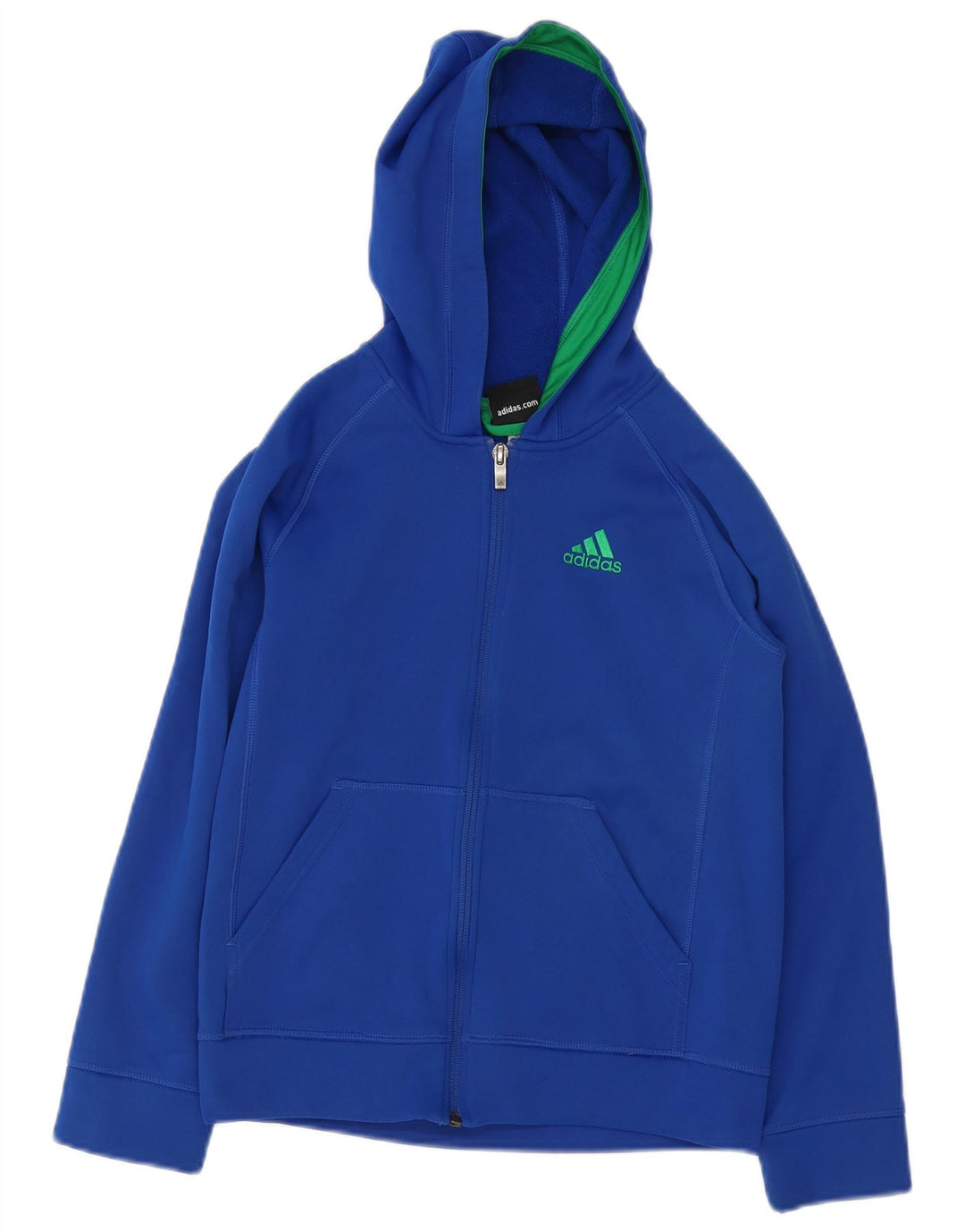 Maglione con cappuccio e zip ADIDAS per ragazzi 10-11 anni in poliestere blu