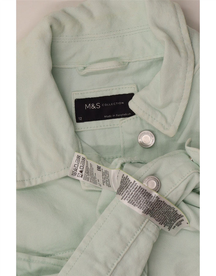 Marks & Spencer Womens Crop Denim Jacket UK 12 Medium Green Cotton