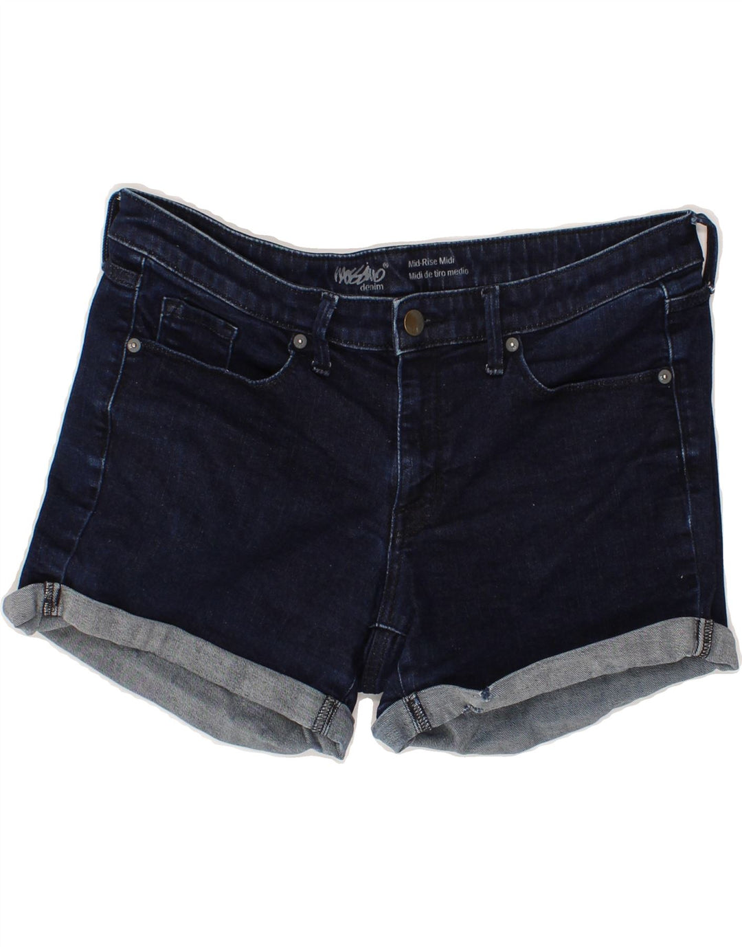 MOSSIMO Womens Mid Rise Denim Shorts US 8 Medium W29 Navy Blue Cotton Vintage Mossimo and Second-Hand Mossimo from Messina Hembry 