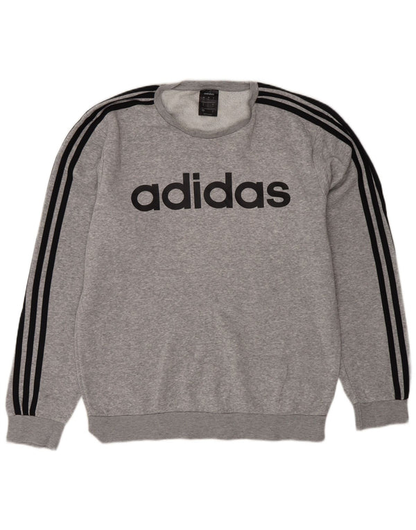 Felpa con grafica Adidas da uomo, piccola, in cotone grigio screziato