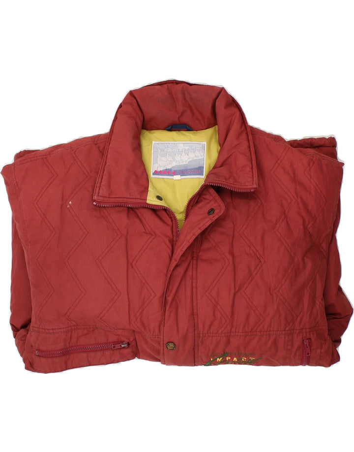 DIADORA Mens Windbreaker Jacket UK 42 XL Maroon Polyester Vintage Diadora and Second-Hand Diadora from Messina Hembry 