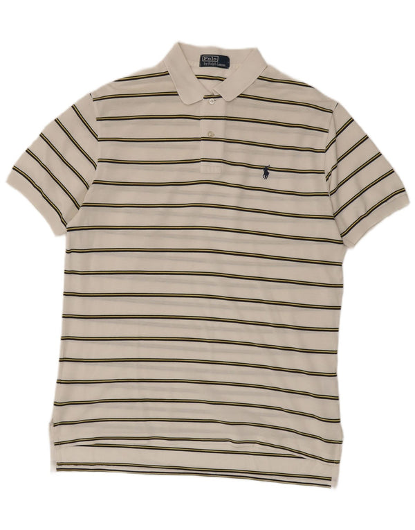 Polo Ralph Lauren Polo da uomo grande in cotone a righe bianche