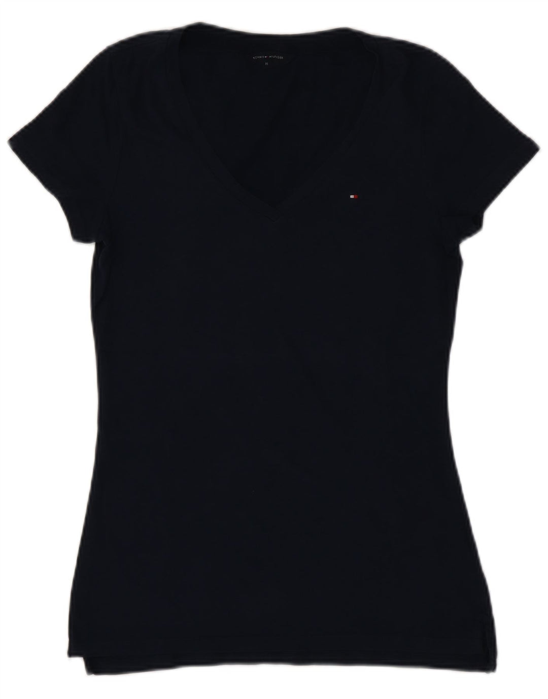 TOMMY HILFIGER T-shirt da donna Top UK 12 medio cotone blu navy