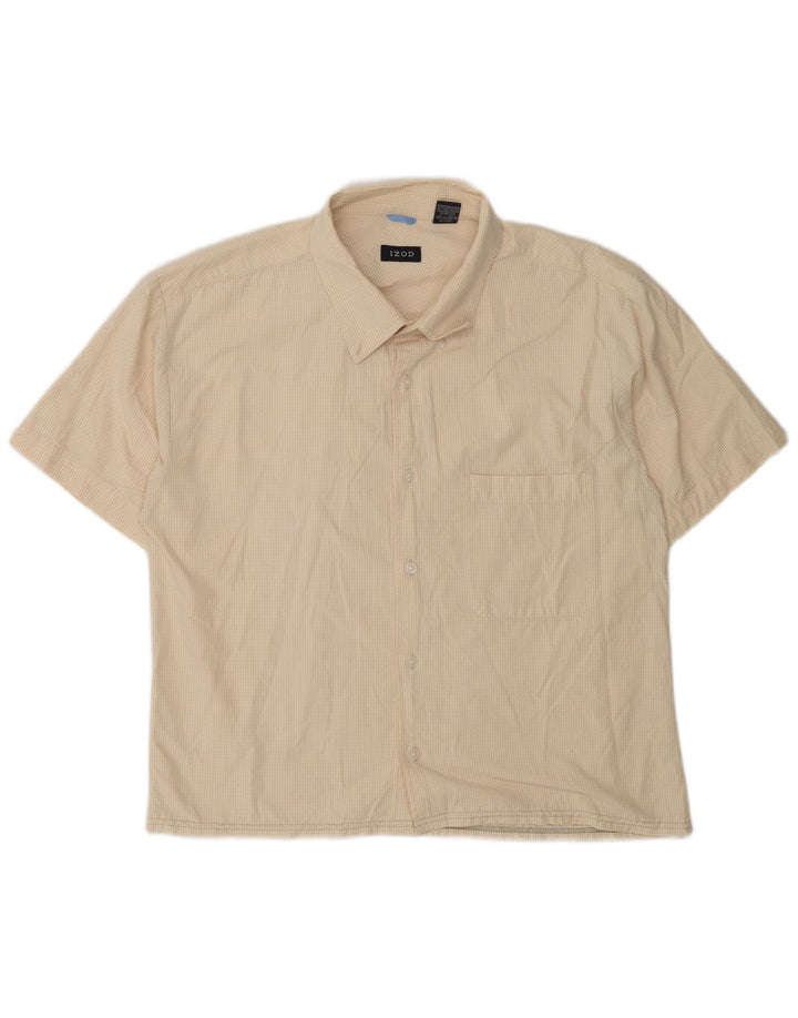 Camicia a maniche corte da uomo Izod 2XL in cotone a quadretti beige