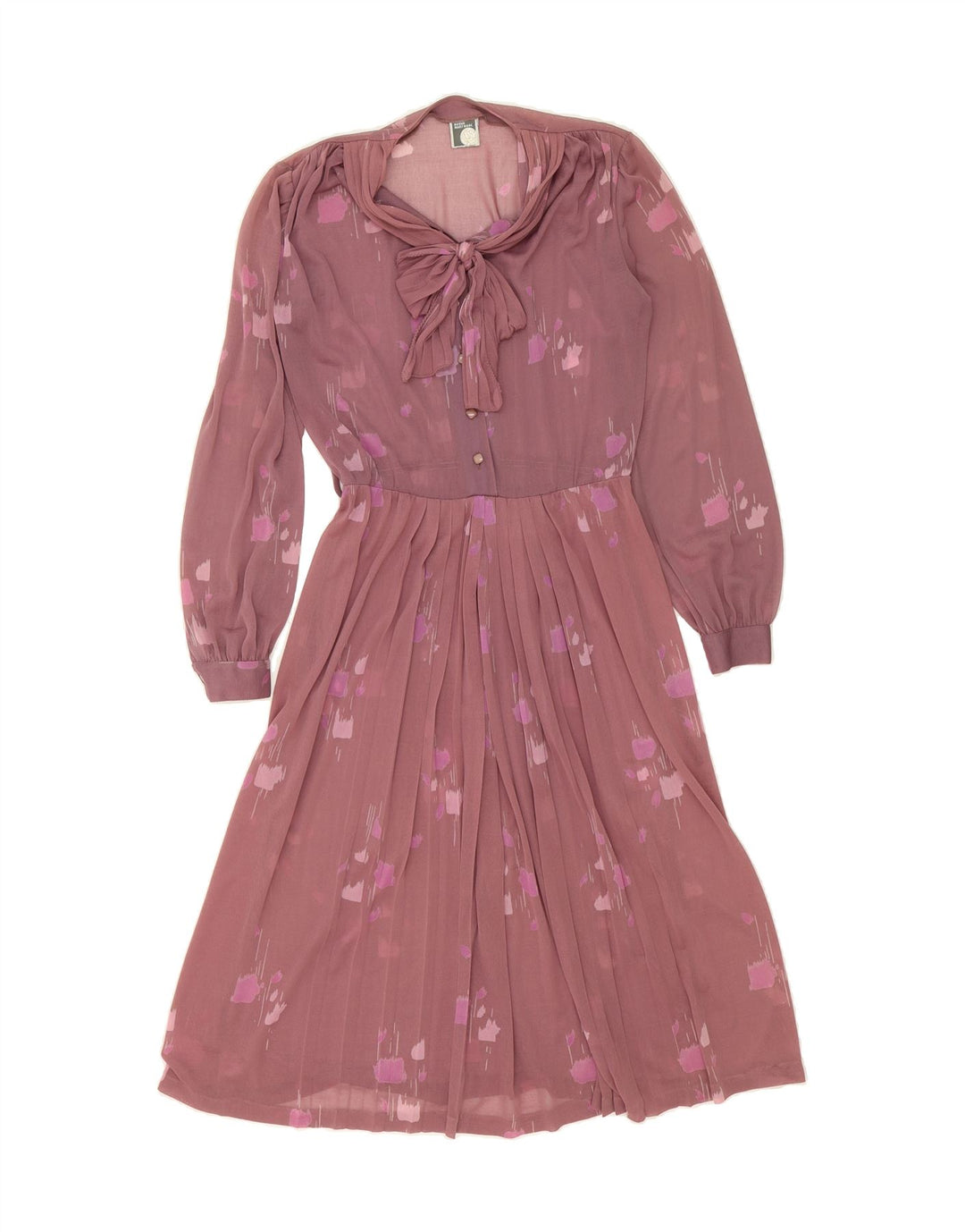 VINTAGE Womens Long Sleeve Maxi Dress IT 42 Medium Pink Spotted Vintage Vintage and Second-Hand Vintage from Messina Hembry 