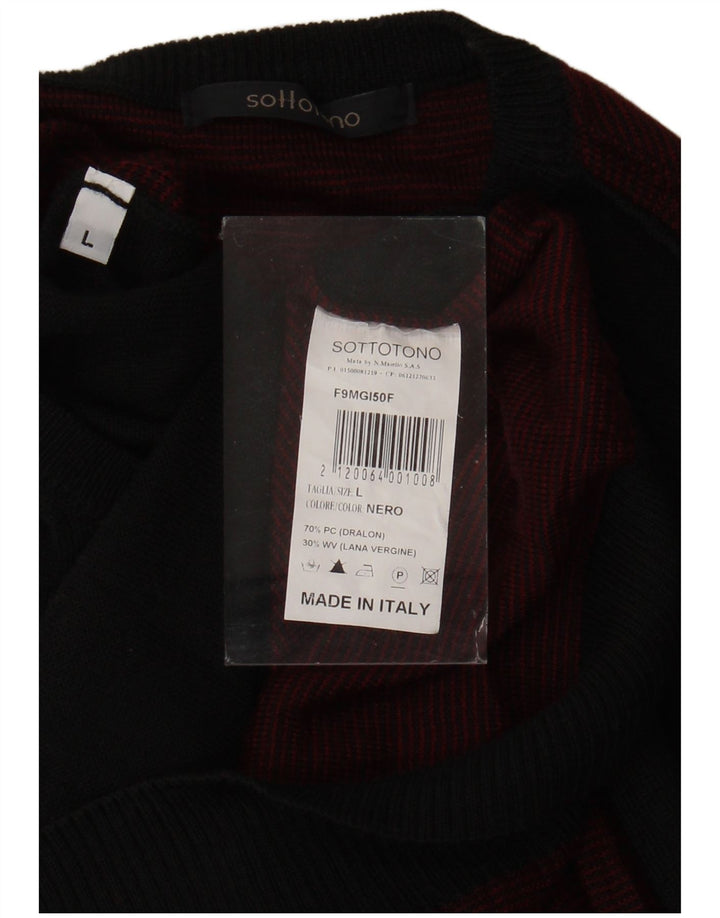 Maglione da uomo girocollo Sottotono, grande, nero, a rombi/acrilico con diamanti