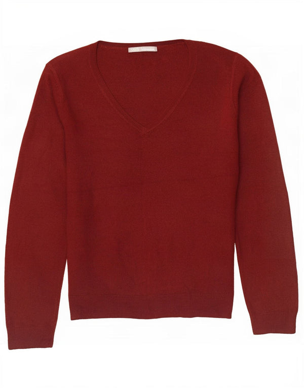 Maglione da donna con scollo a V Marks & Spencer UK 14 Grande acrilico bordeaux