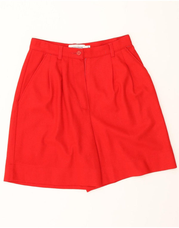 Pantaloncini casual con pegging a vita alta da donna BENETTON IT 40 Small W24 Lana rossa