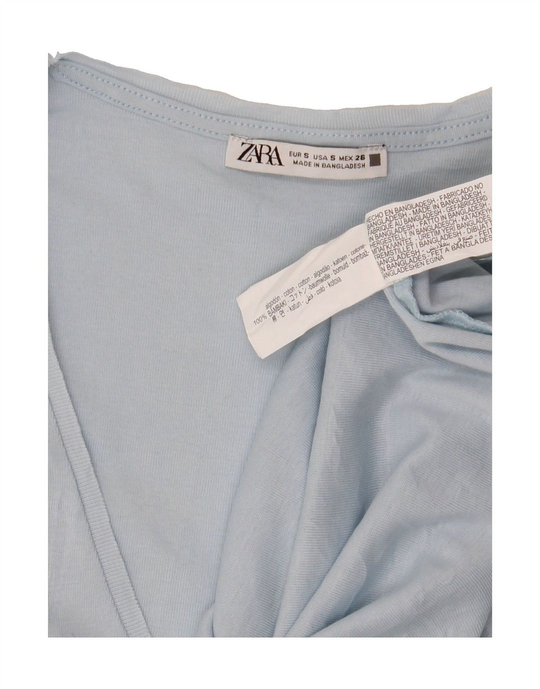 ZARA Womens T-Shirt Top UK 10 Small Blue Cotton Vintage Zara and Second-Hand Zara from Messina Hembry 