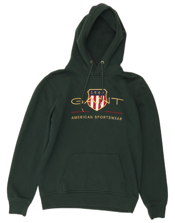 GANT Felpa con cappuccio grafica da uomo in cotone verde medio