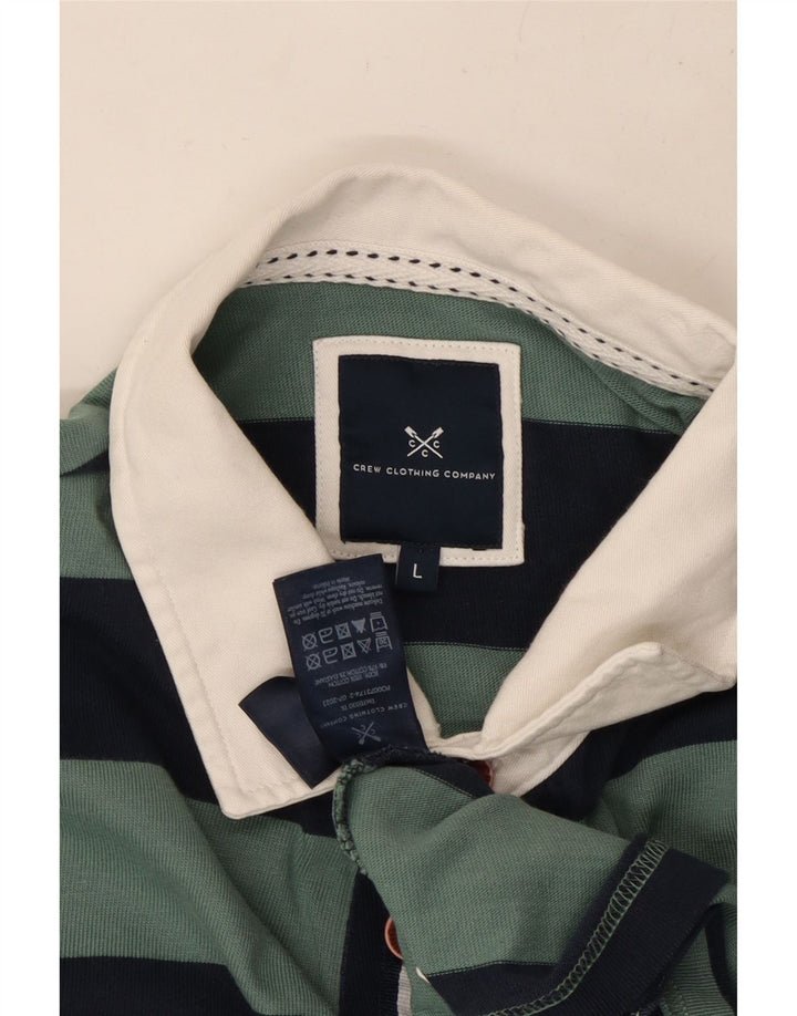 CREW CLOTHING Polo da rugby da uomo a maniche lunghe a righe grandi blu navy