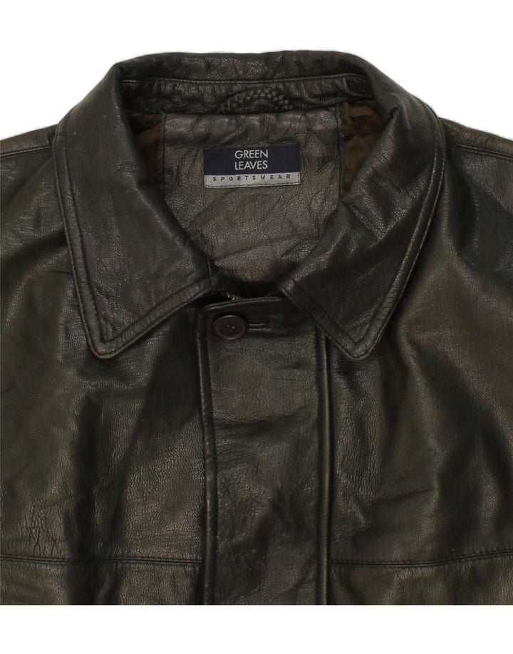Giacca in pelle da uomo GREEN LEAVES UK 44 2XL Pelle verde