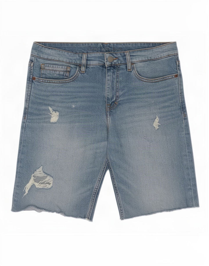 Pantaloncini di jeans slim invecchiati da uomo Calvin Klein medi W31 blu