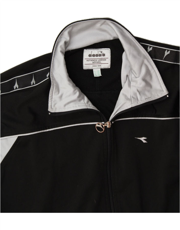DIADORA Giacca da tuta grafica da uomo UK 40 Medium Black Colourblock