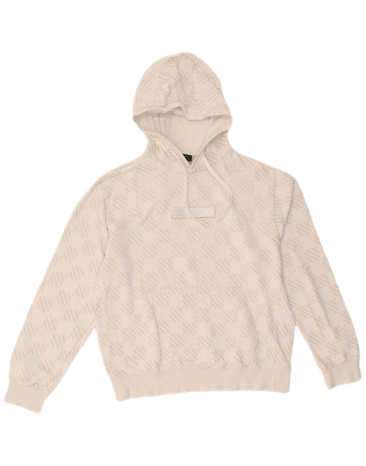 Felpa con cappuccio oversize da donna Nike UK 14 cotone geometrico bianco medio