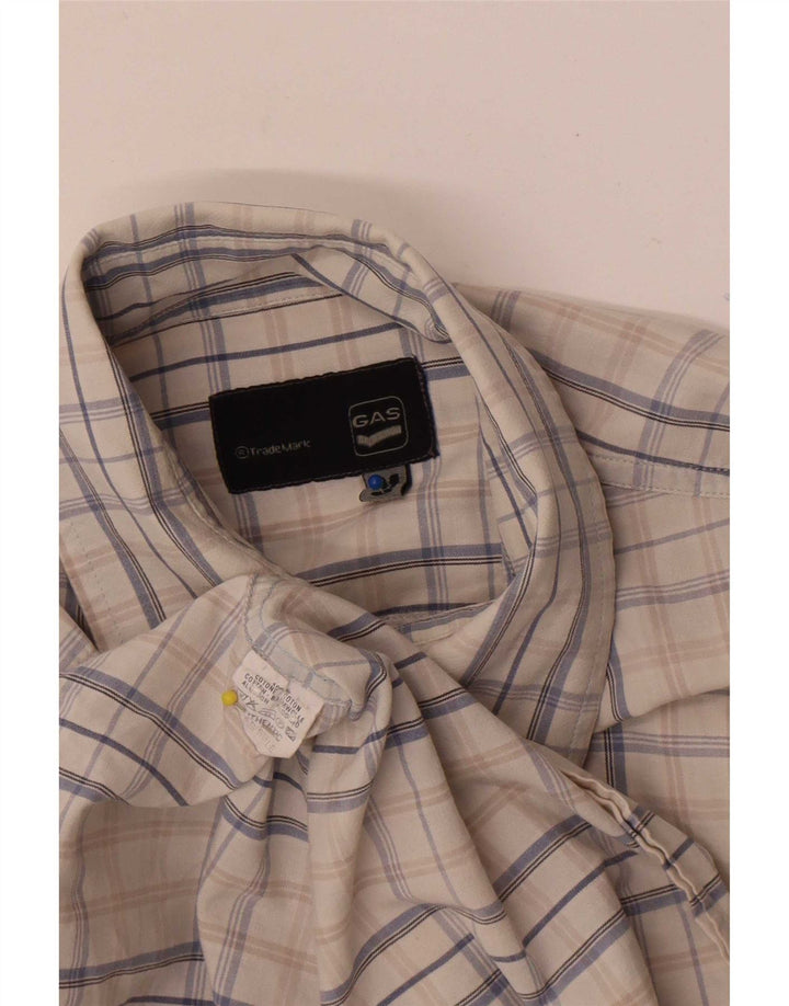 Camicia da uomo Gas in cotone a quadri beige medio