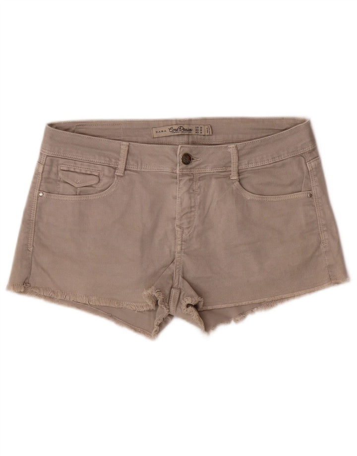 ZARA Womens Denim Shorts EU 38 Small W28  Beige