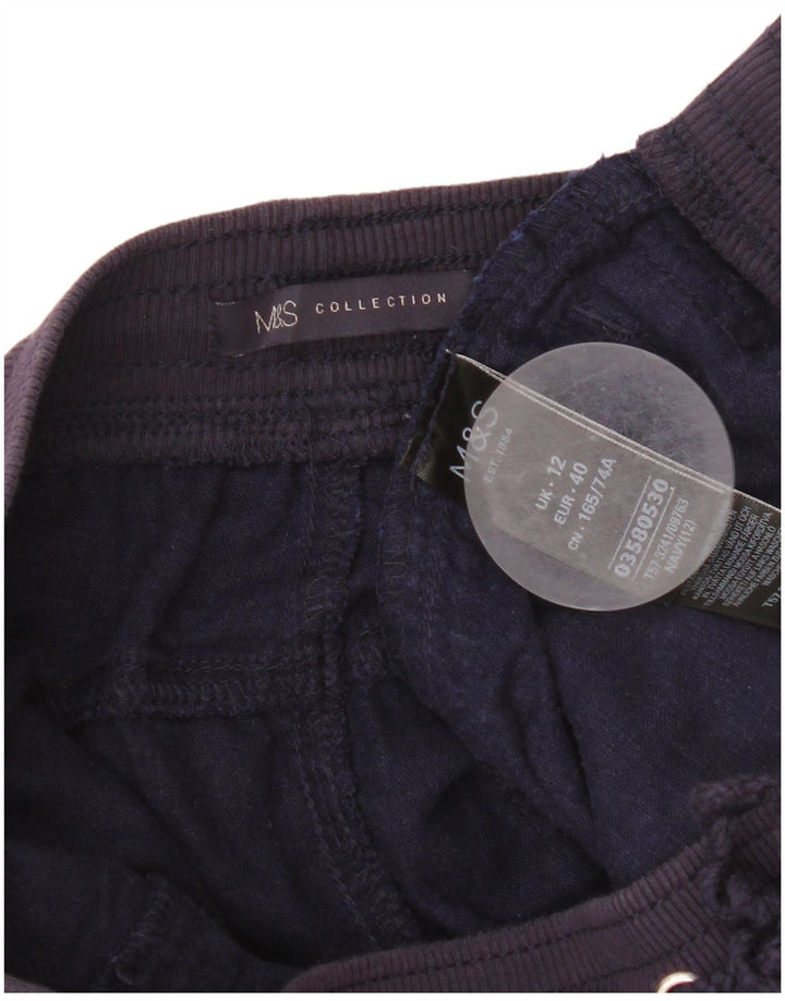 Pantaloncini chino da donna Marks & Spencer UK 12 medi W32 lino blu navy