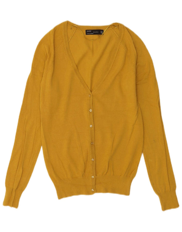 Maglione cardigan da donna Zara UK 12 cotone giallo medio