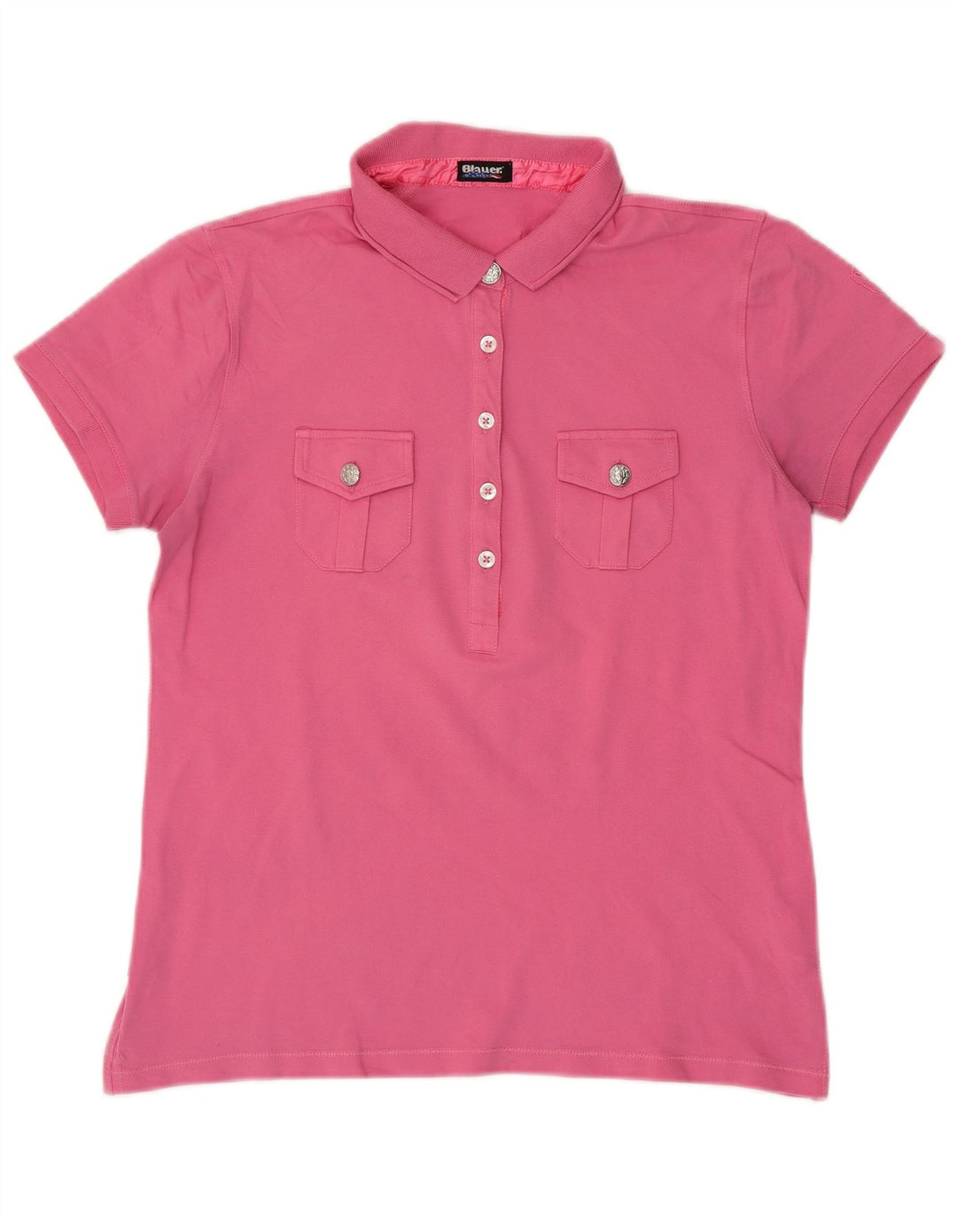 BLAUER Womens Polo Shirt UK 14 Medium Pink Cotton Vintage Blauer and Second-Hand Blauer from Messina Hembry 