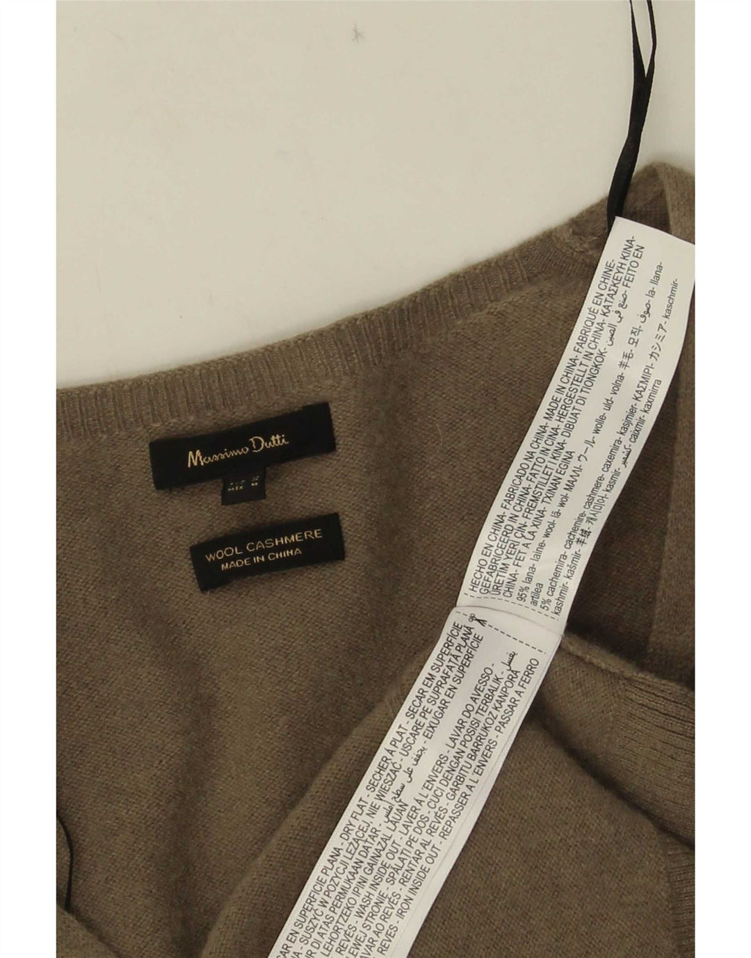 Massimo Dutti Abito maglione a maniche lunghe da donna UK 14 Lana kaki media