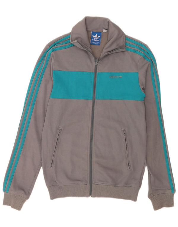 Giacca da ginnastica da uomo Adidas Small in cotone color block grigio