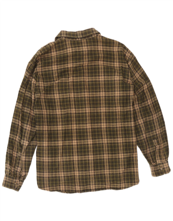 Camicia in flanella da uomo del progetto europeo XL in cotone a quadri kaki